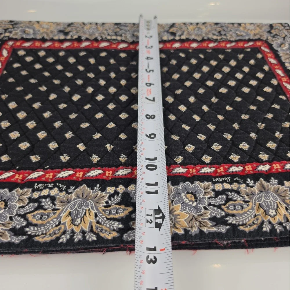 Vera Bradley Classic Black Retired 5 Placemats 6 Napkins Quilted Cotton Set